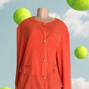 Vibrant Orange Button-Up Cardigan
